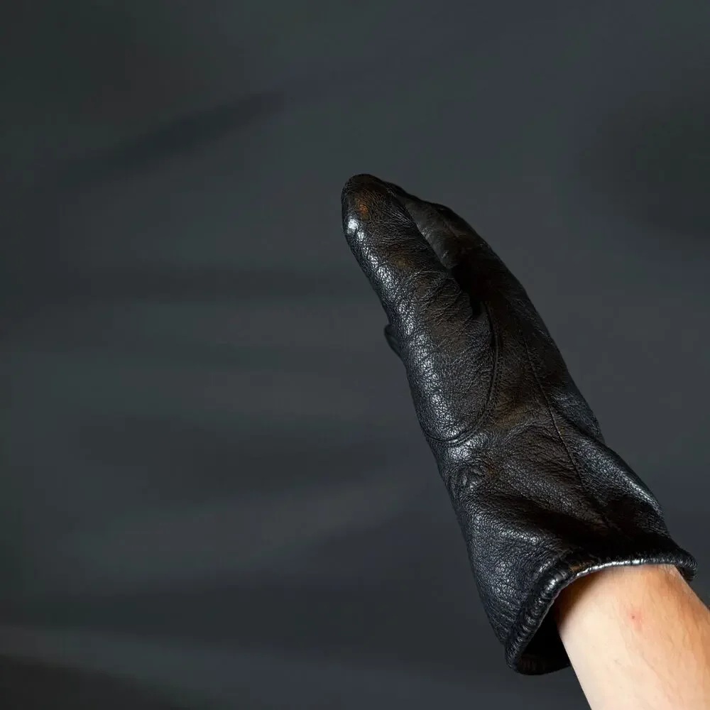 Wilsons Suede & Leather Black Gloves Size M Genuine Leather vintage